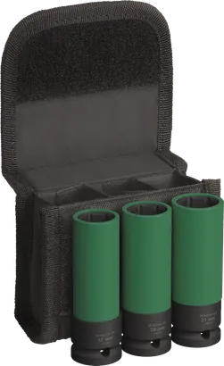 Juego de vasos de impacto Bosch PRO de 1/2" extra profundos, 3 piezas.